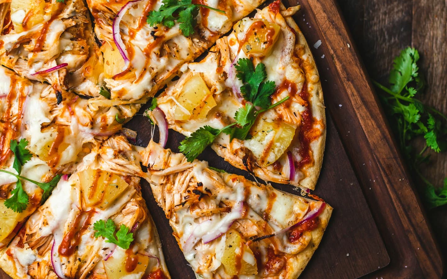 Illustrative pizza on chopping board